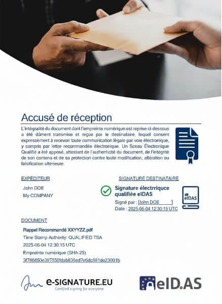 Accusé de réception signé